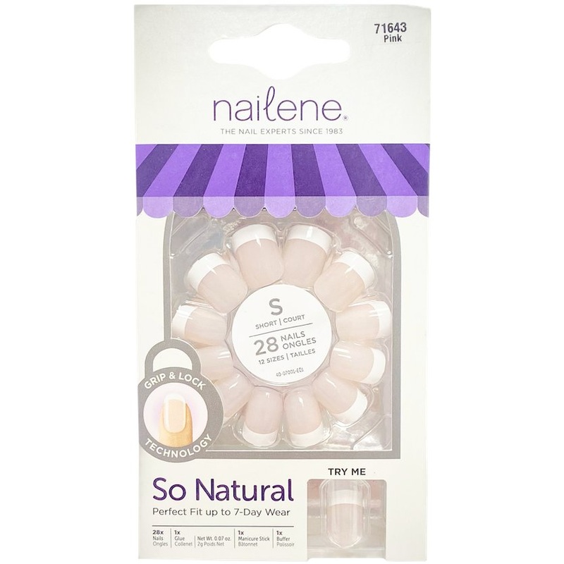Nailene Gel Shine False Nails Pink French Crisp W Glue