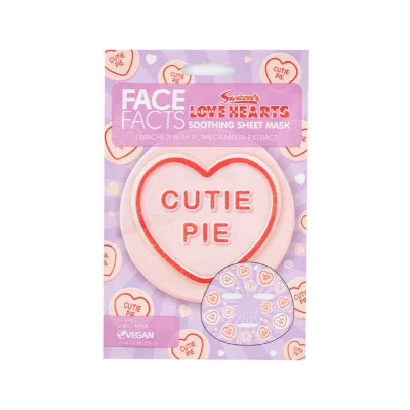 Face Facts Swizzels Love Hearts Cutie Pie Soothing Sheet Mask