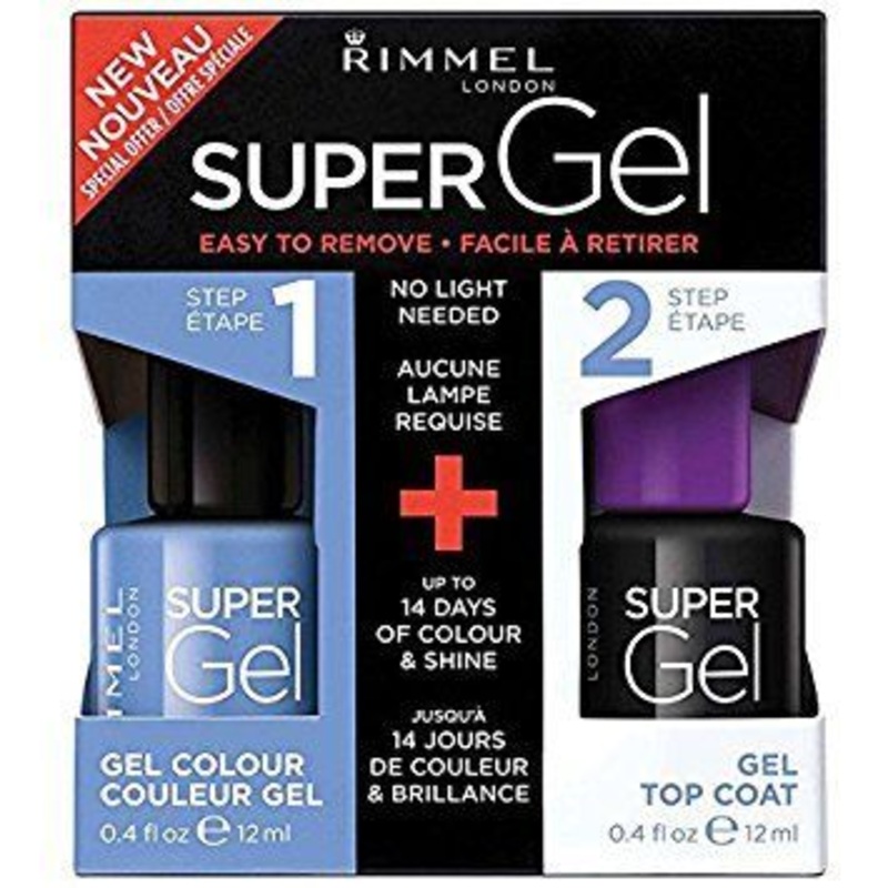 Rimmel Super Gel Set Nail Polish Blue Babe 052 + Top Coat