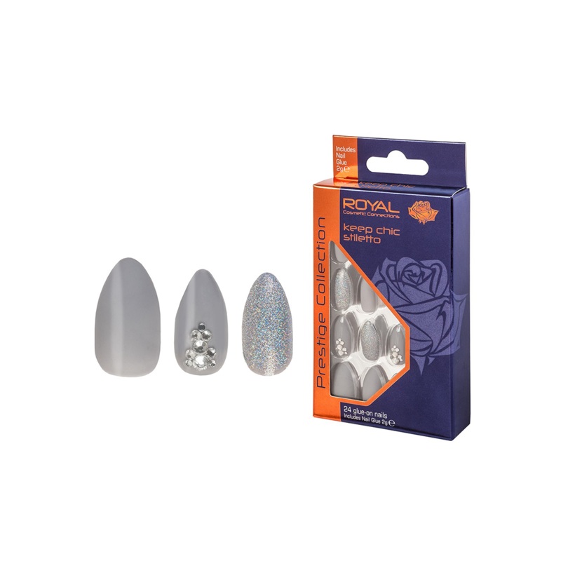 Royal Cosmetics 24 Prestige Keep Chic Stiletto Nail Tips & 2g Glue