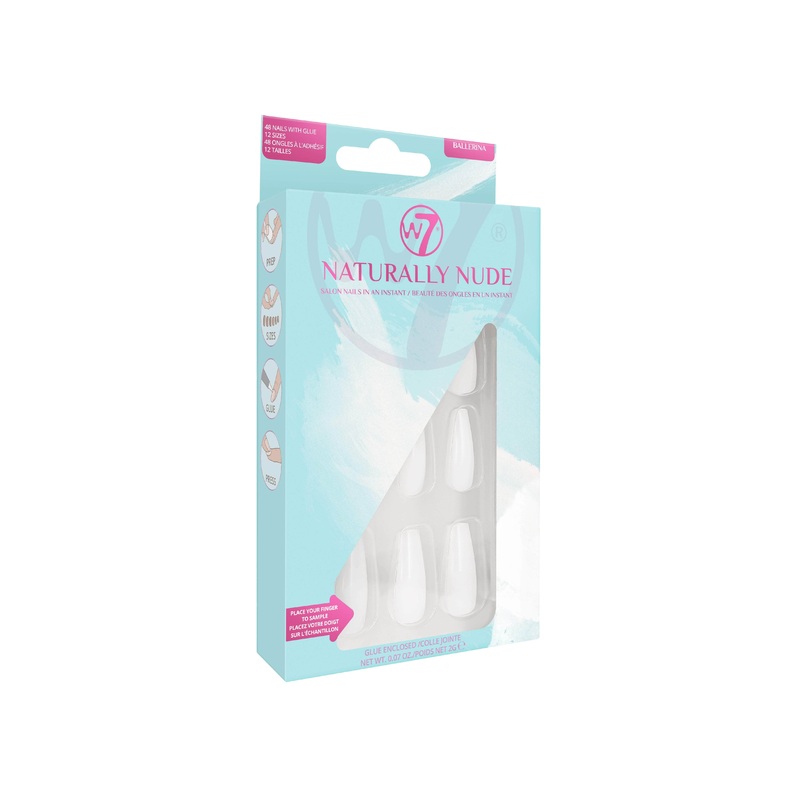 W7 Naturally Nude False Nails Coffin