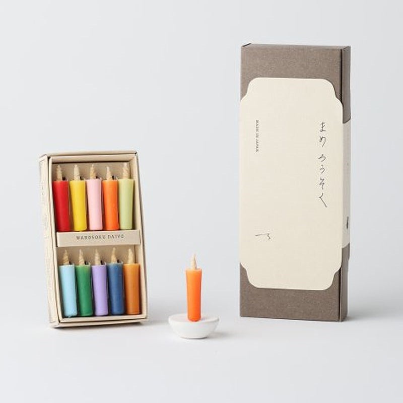 Vivid Colors Rice Wax Candle Gift Set - White Holder