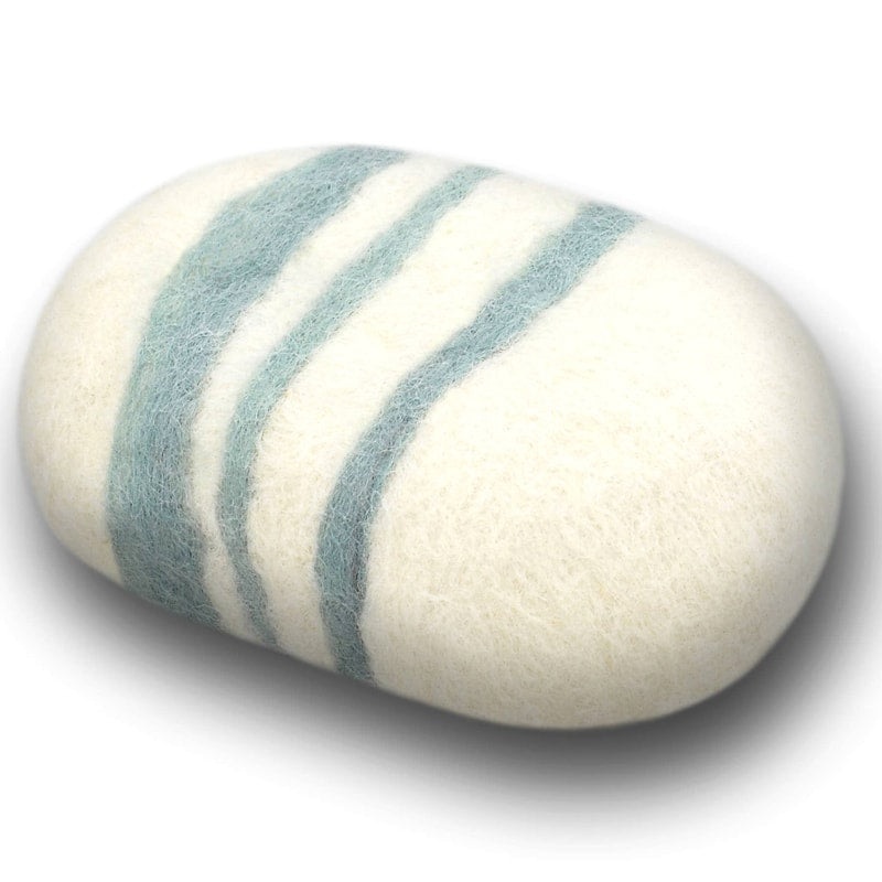 Felted Soap - Striped Lavender Sage: White