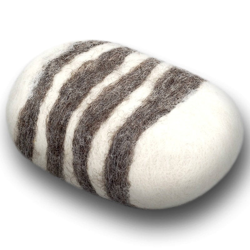 Felted Soap - Striped Lavender: White