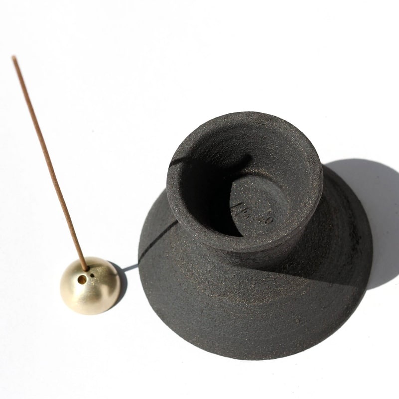 Shibui Raw Black Stoneware Incense Holder