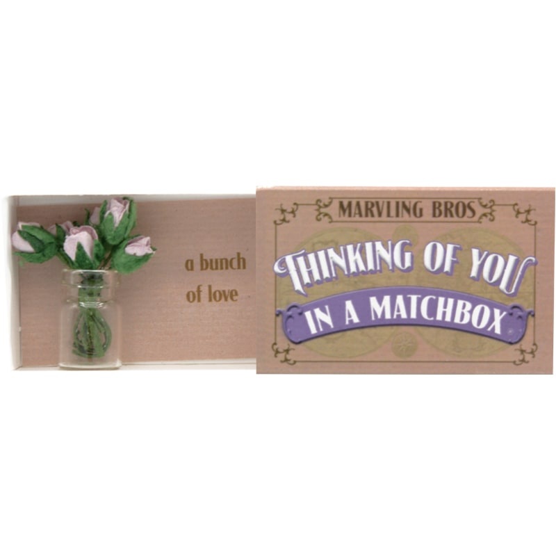 Thinking Of You Bunch Of Roses In A Vase In A Matchbox