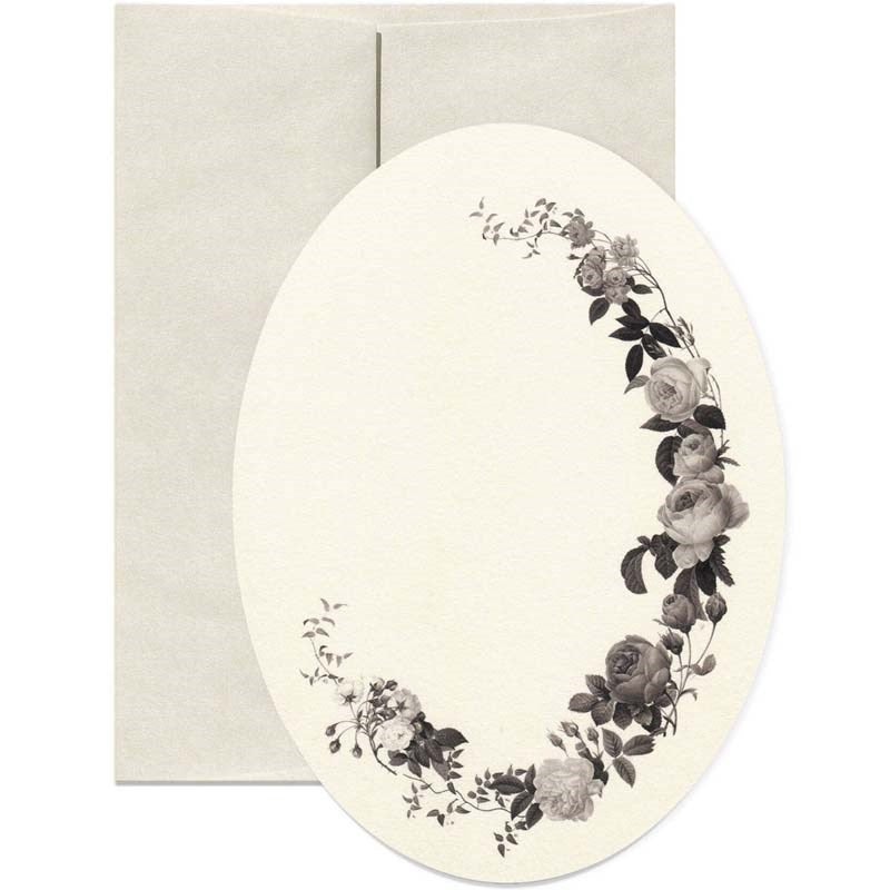 Dark Roses Oval Greeting Card