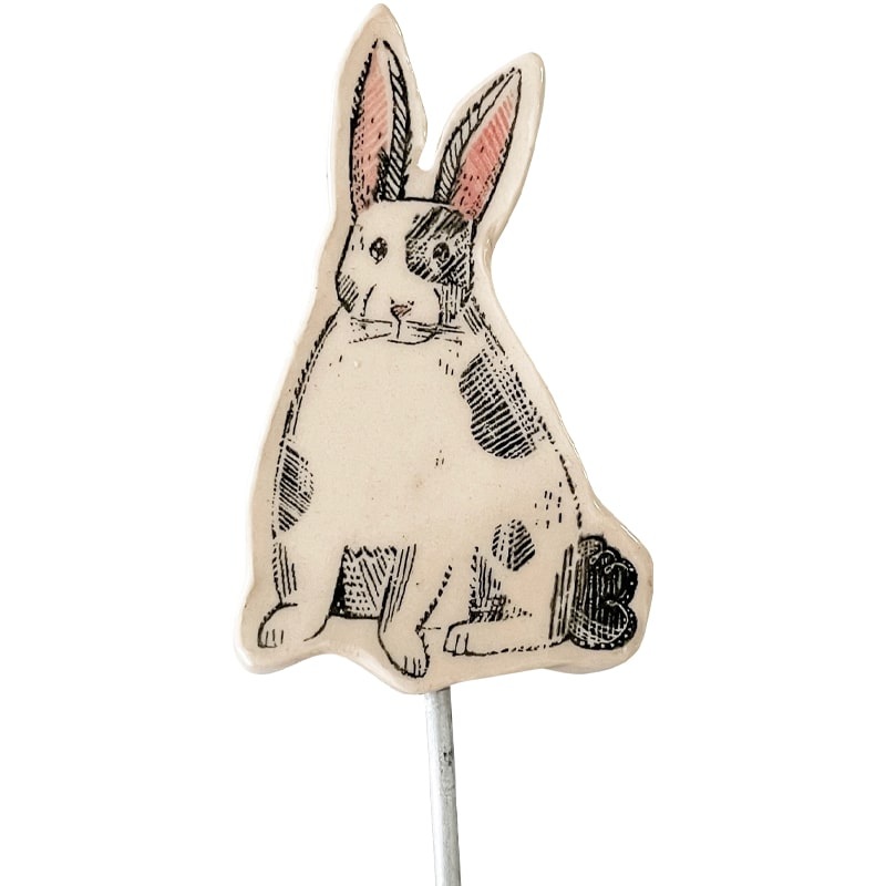 Bunny Plant Stake  White