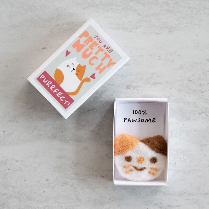 Youre Purrfect Wool Felt Cat In A Matchbox