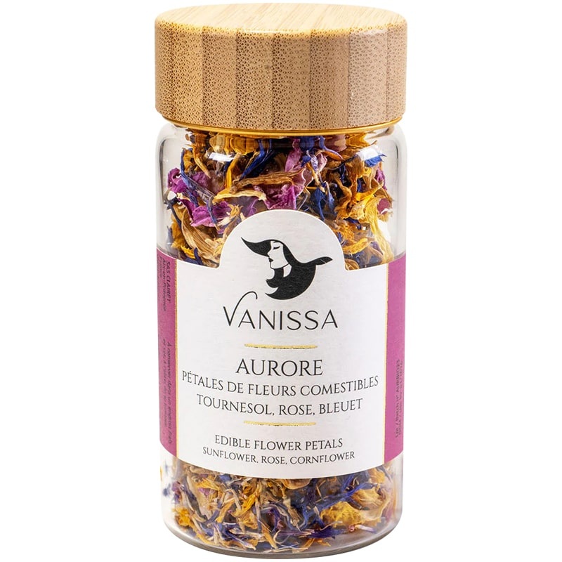 Aurore Edible Flower Petals: Sunflower, Cornflower, Rose