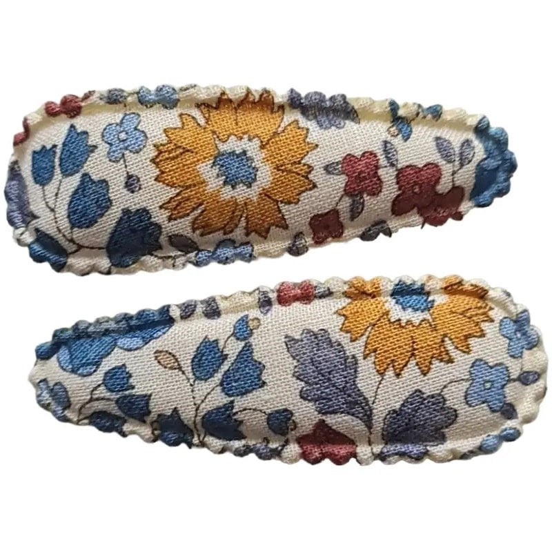 Almond Scallop Clips - Liberty Danjo Linen Blue