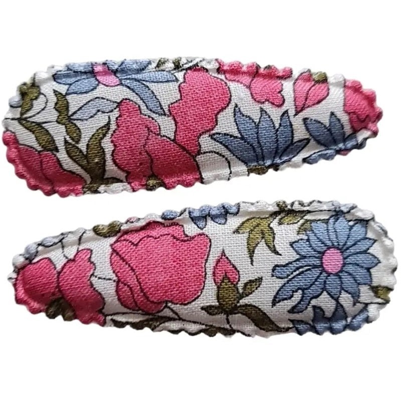 Almond Scallop Clips - Liberty Poppy & Daisy Linen Pink