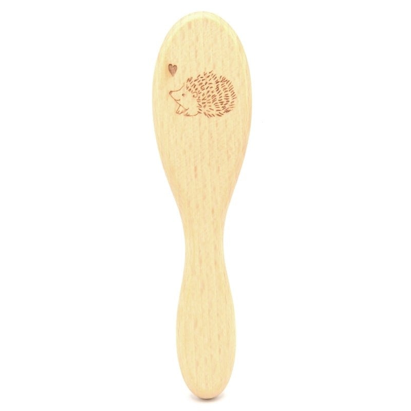 Wooden Baby Hair Brush - Hedgehog
