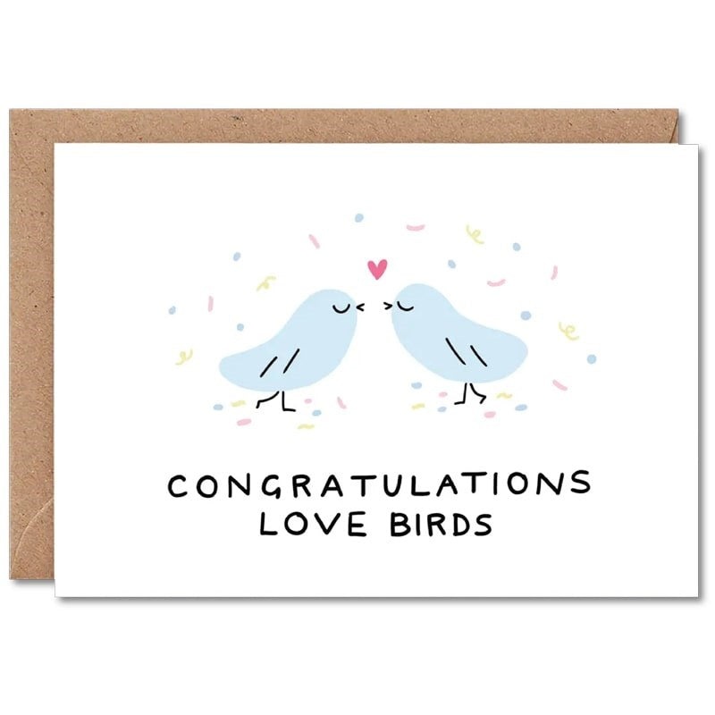 Congrats Love Birds Greeting Card