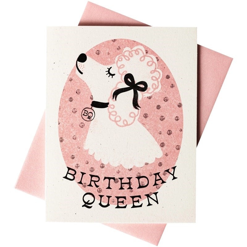 Birthday Queen Dog Risograph Greeting Card