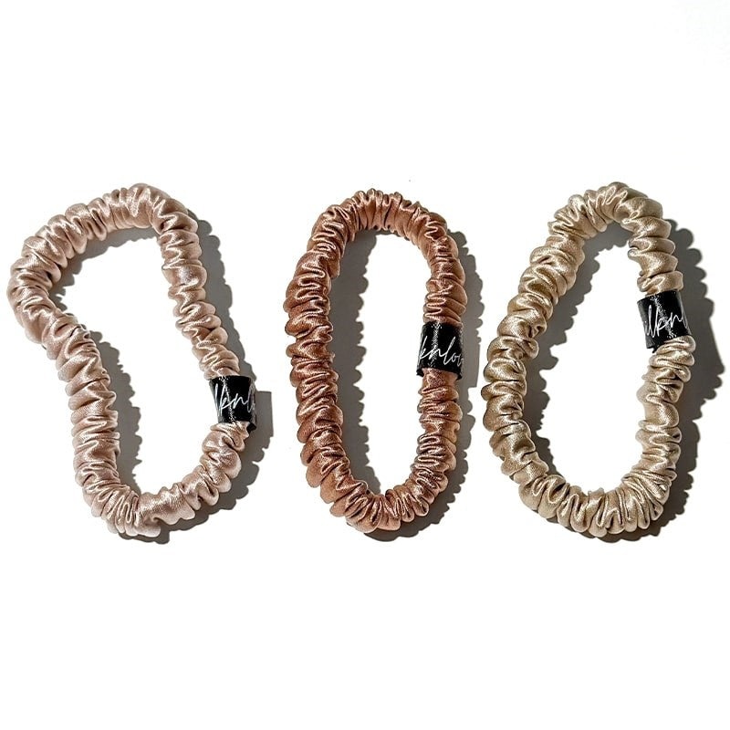 Neutral Skinny Silk Scrunchie Set