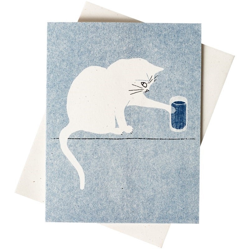 Water Glass Risograph Greeting Card